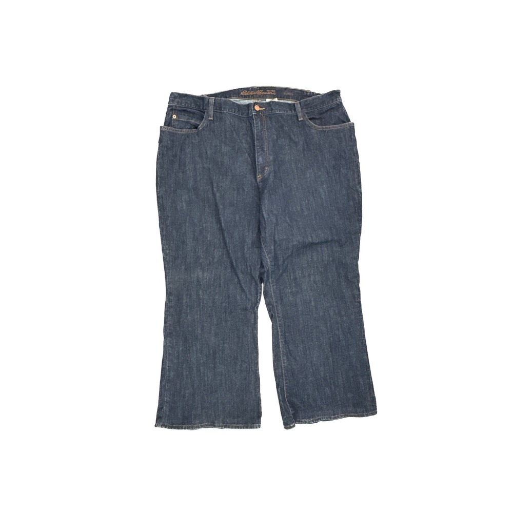 Eddie Bauer Jeans Womens 24W Dark Blue‎ Curvy Side Elastic Hemmed Denim Pants